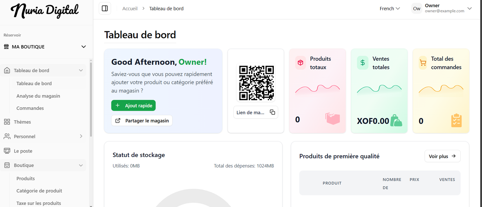Plateforme complète de création et gestion de boutiques en ligne